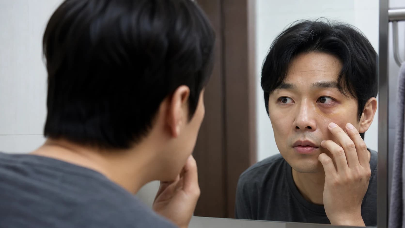 위험 상처를 먼저 제외하고 같은 물체를 한쪽 눈씩 비교한 뒤 두 눈 움직임의 통증·복시·제한을 확인하는 순서