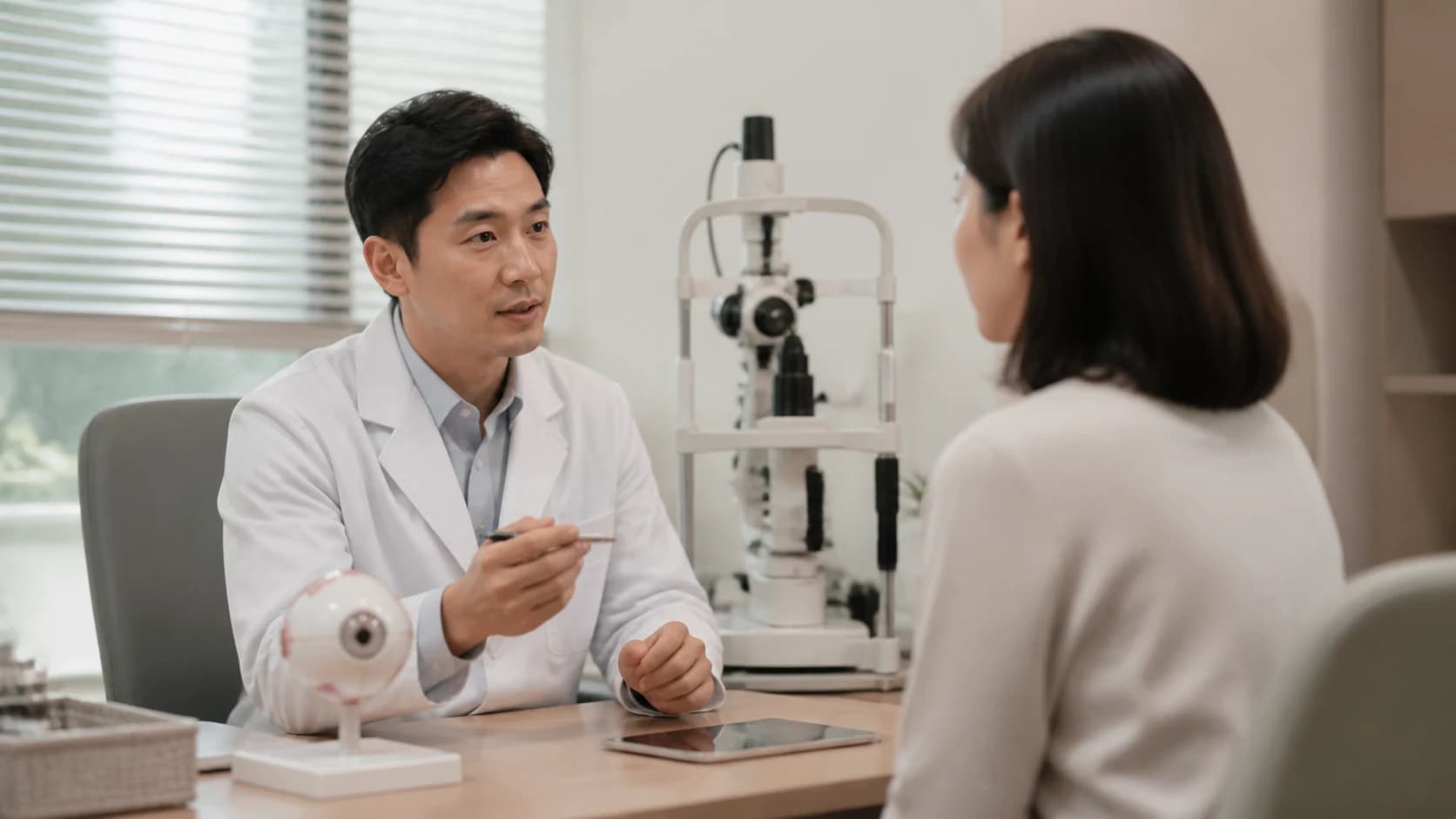 건조 증상 굴절교정 백내장 검진의 진료 목적 적용 눈 판단 상태 대안과 결정 상태를 별도 에피소드로 나누는 정보 도해