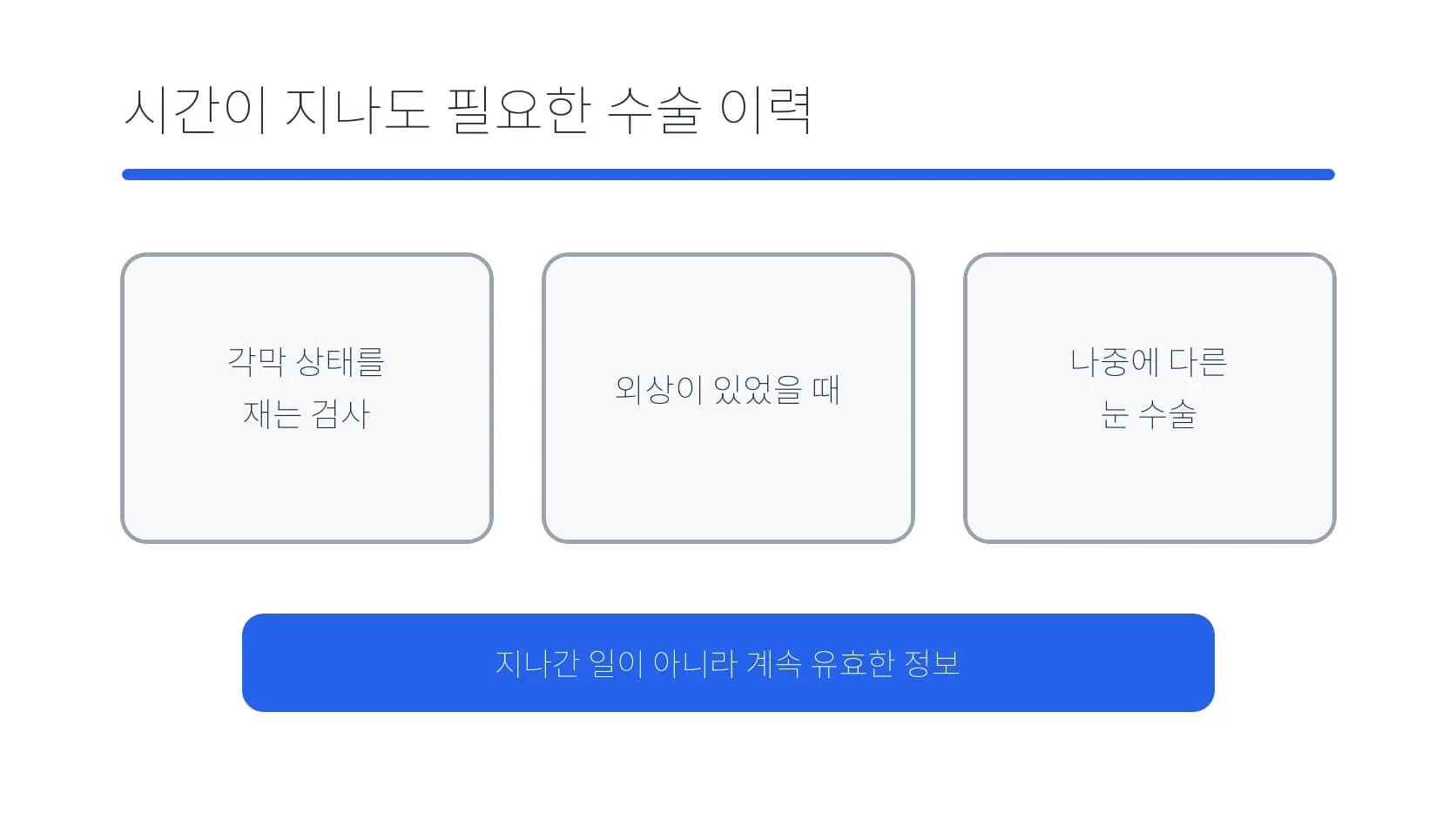 시간이 지나도 수술 이력이 필요한 상황을 나눈 도식