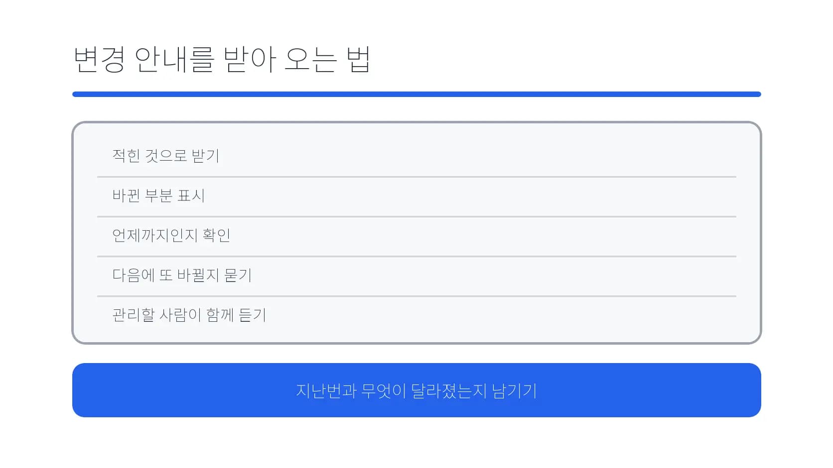 바뀐 점안 안내를 받아 와 확인하는 방법 도식