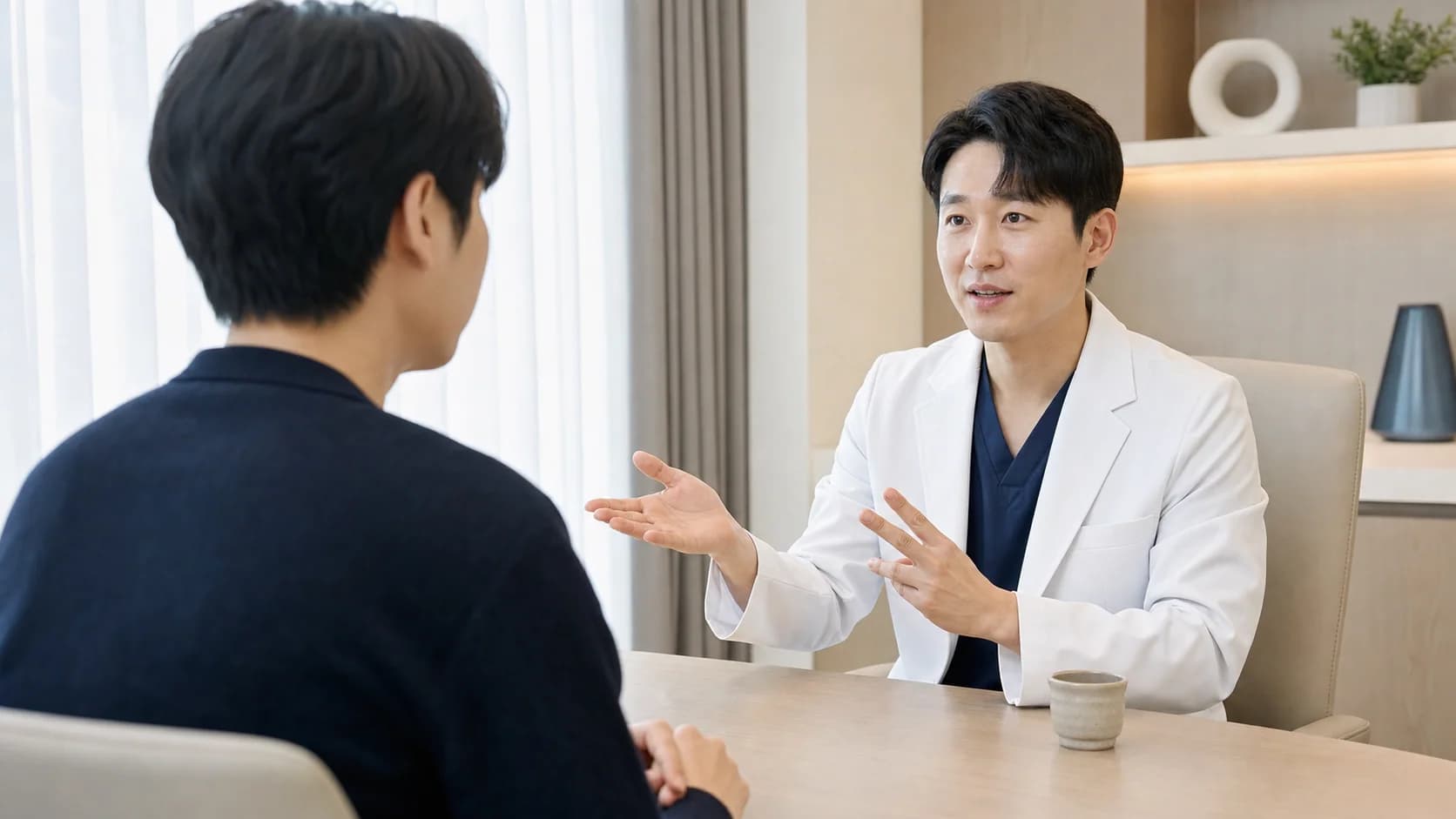 검사와 수술 구성 항목을 하나씩 짚어보는 상담 장면