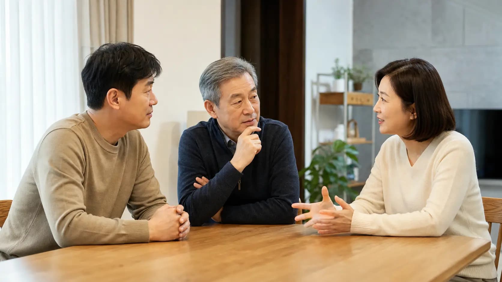 수술일 동행과 하루 일정을 함께 의논하는 성인 가족