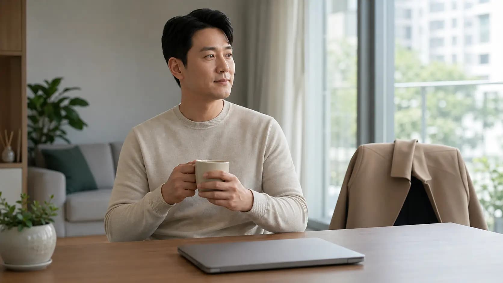시력교정 뒤 집에서 차분히 일상 복귀를 준비하는 직장인