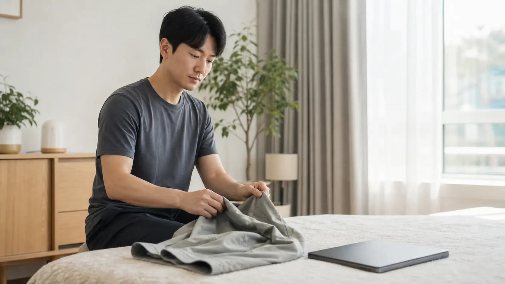 검사 뒤 수술일을 앞두고 집에서 준비하는 성인