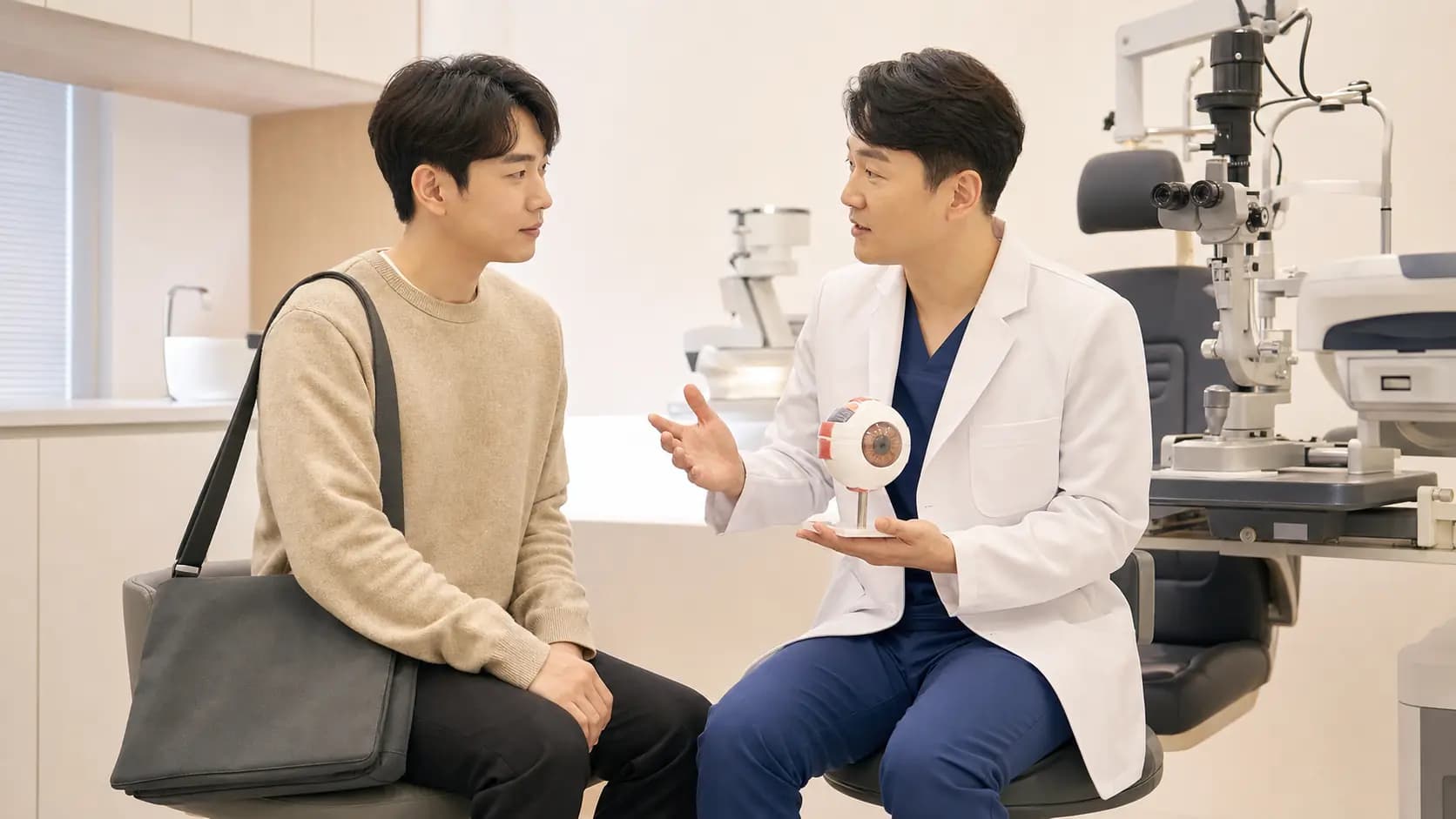 생활 여건과 시력교정 방식을 함께 상담하는 직장인
